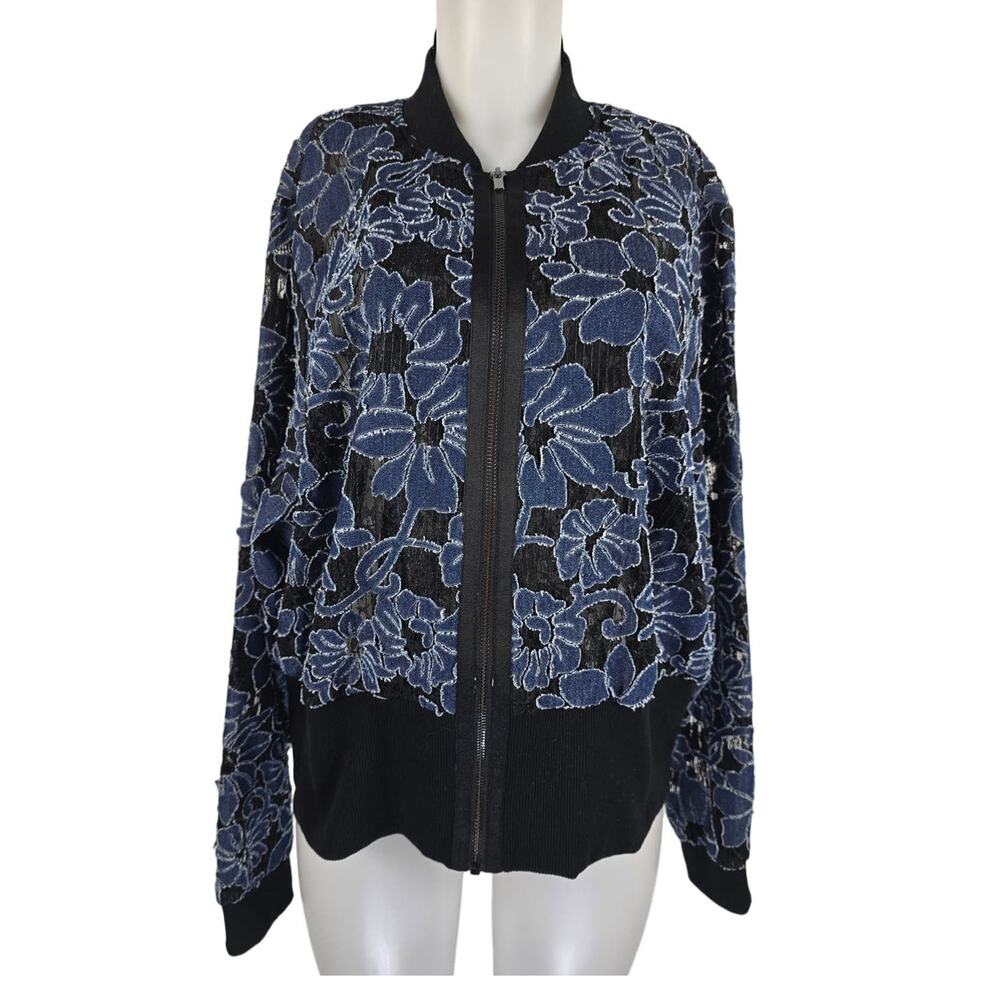 Lane Bryant Lightweight Floral Applique Black Lace Women Jacket 22/24